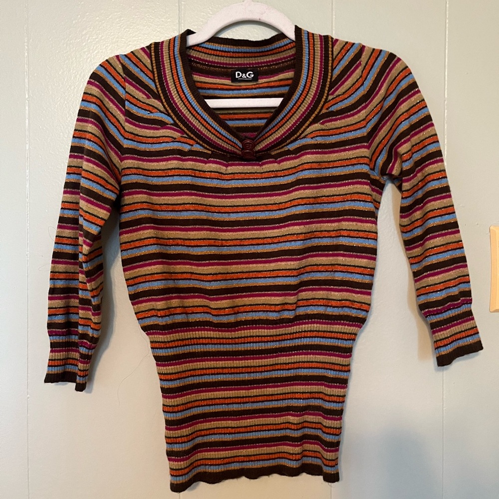D&G Dolce & Gabbana Multicolor Striped Wool sweater